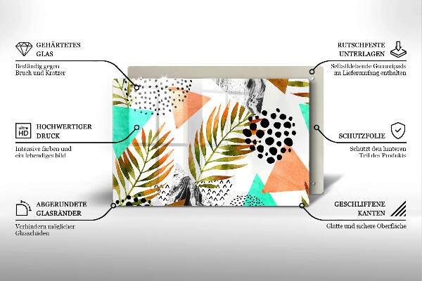 Tagliere in vetro Modello di foglie Boho