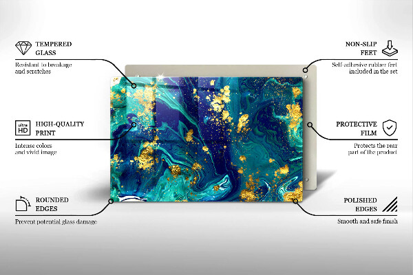 Tagliere in vetro temperato Astrazione con l'oro
