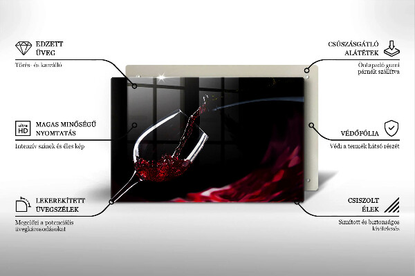 Tagliere in vetro temperato Un bicchiere di vino rosso