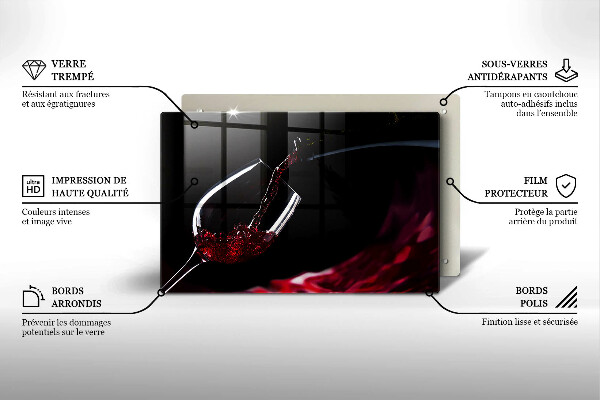 Tagliere in vetro temperato Un bicchiere di vino rosso