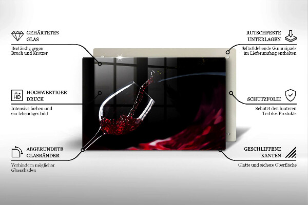 Tagliere in vetro temperato Un bicchiere di vino rosso