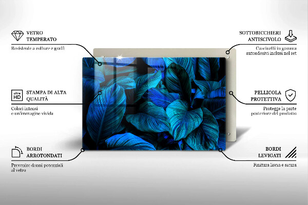 Tagliere in vetro temperato Foglie della vegetazione della giungla