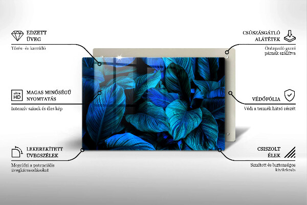 Tagliere in vetro temperato Foglie della vegetazione della giungla