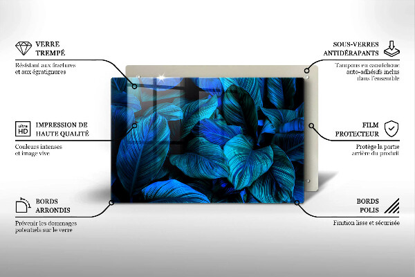 Tagliere in vetro temperato Foglie della vegetazione della giungla