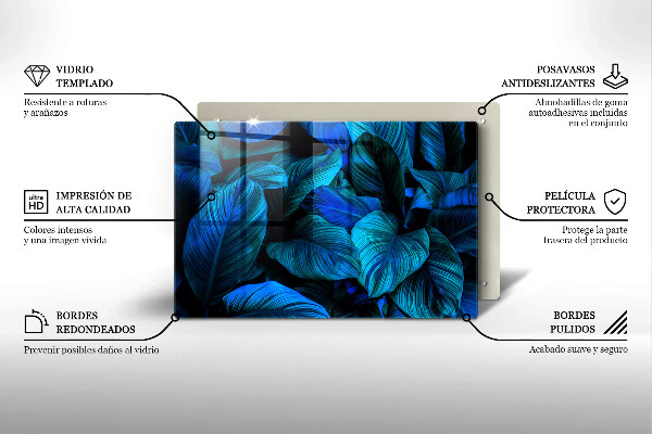 Tagliere in vetro temperato Foglie della vegetazione della giungla