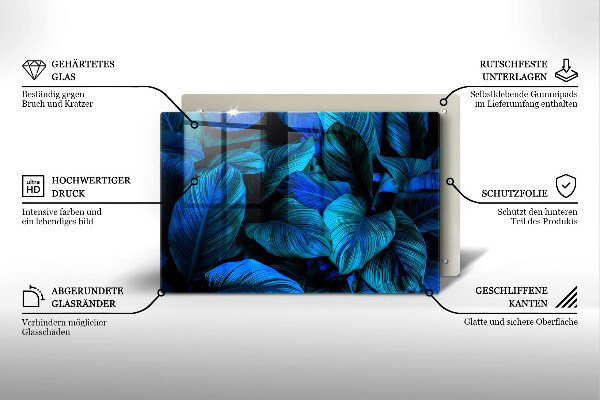 Tagliere in vetro temperato Foglie della vegetazione della giungla
