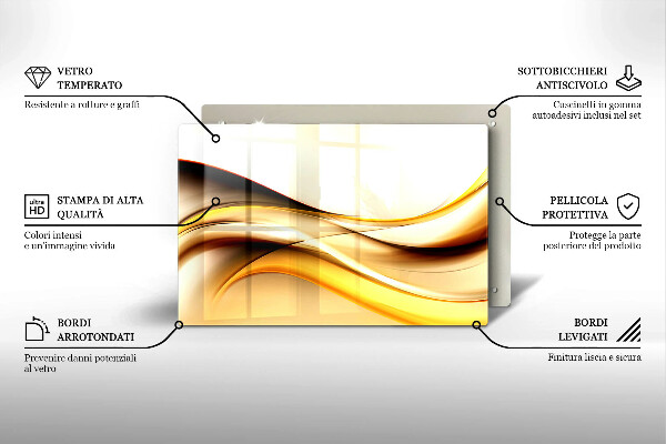 Tagliere in vetro temperato Linee di fumo astratte