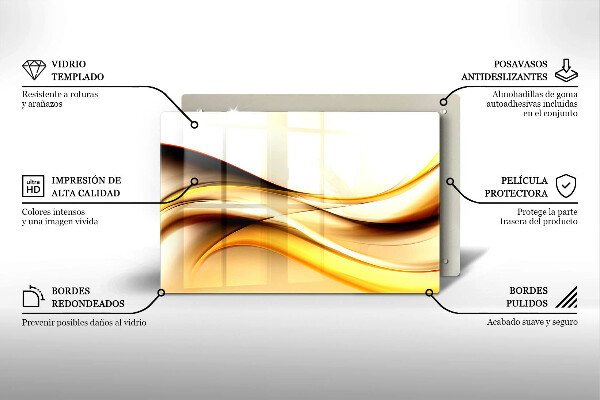 Tagliere in vetro temperato Linee di fumo astratte