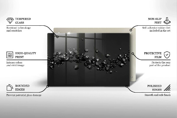 Tagliere in vetro temperato Astrazione di forme 3D