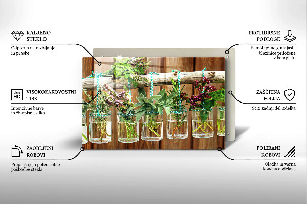 Tagliere in vetro temperato Annata di piante di erbe