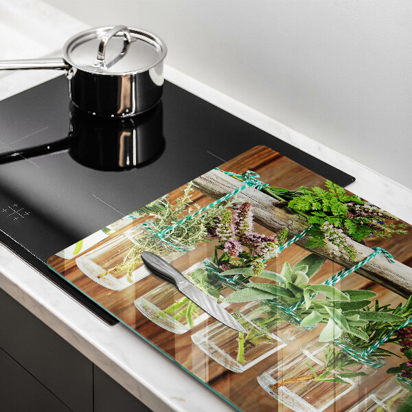 Tagliere in vetro temperato Annata di piante di erbe