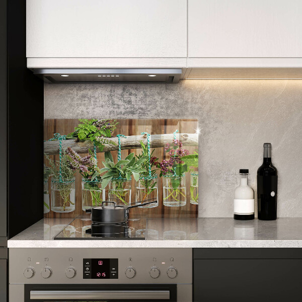 Tagliere in vetro temperato Annata di piante di erbe