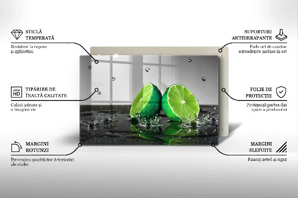Tagliere in vetro temperato Lime succosi e acqua