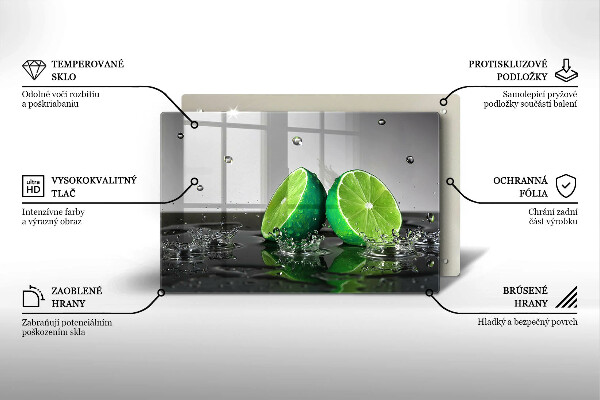 Tagliere in vetro temperato Lime succosi e acqua