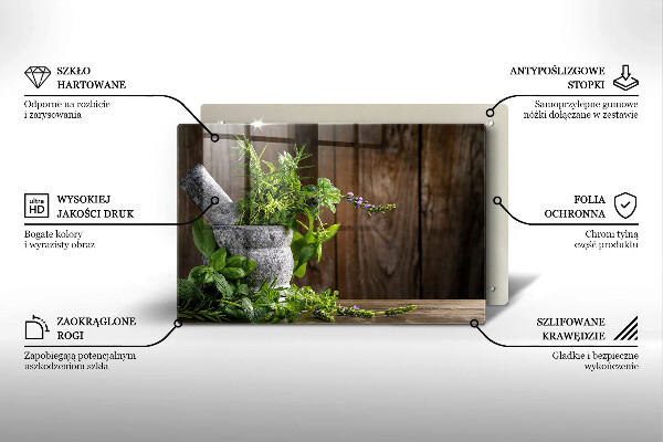 Tagliere in vetro temperato Piante erbe e legno