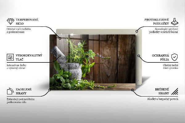 Tagliere in vetro temperato Piante erbe e legno