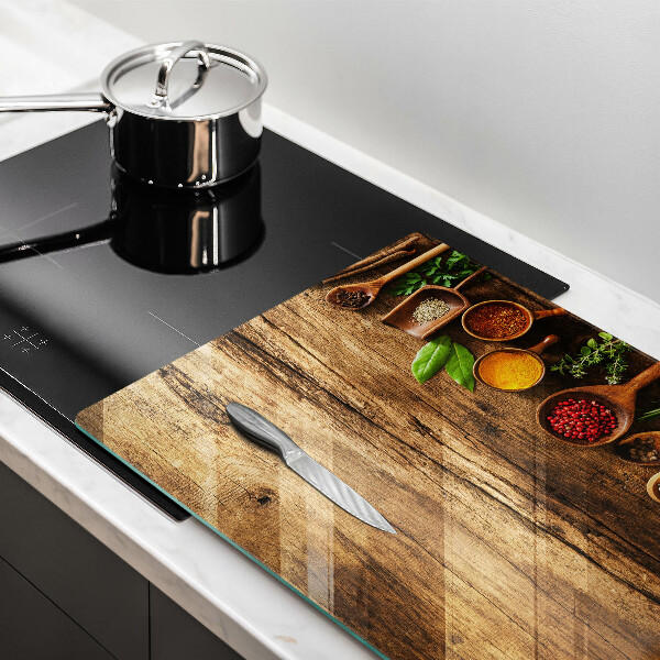 Tagliere in vetro temperato Cucchiai di spezie in legno