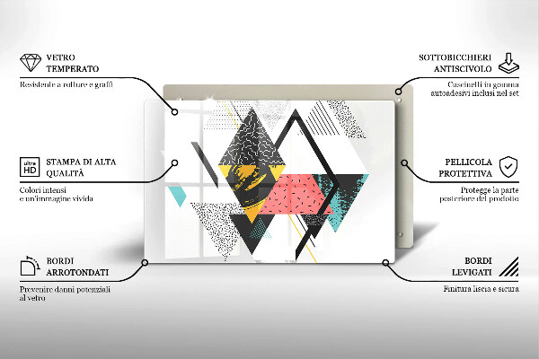 Tagliere in vetro temperato Triangoli astratti