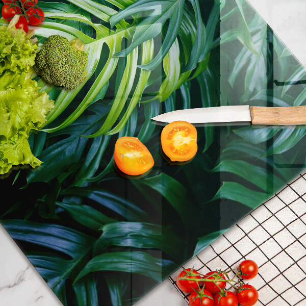 Tagliere in vetro temperato Foglie selvatiche di monstera