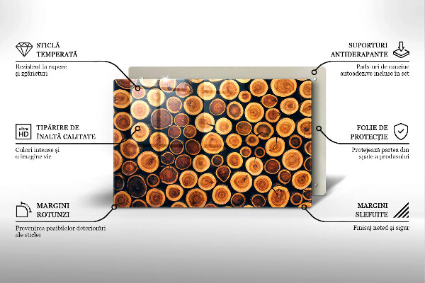 Tagliere in vetro temperato Ceppi di alberi in legno