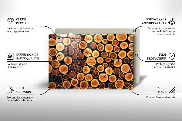 Tagliere in vetro temperato Ceppi di alberi in legno