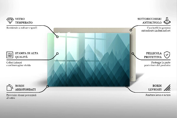 Tagliere in vetro temperato Montagne astratte