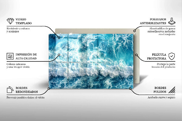 Tagliere in vetro temperato Onde dell'acqua di mare