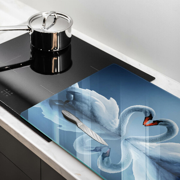 Tagliere in vetro temperato Due cuori di cigno