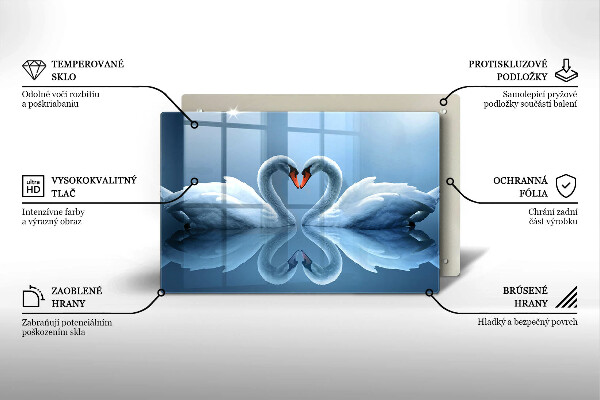 Tagliere in vetro temperato Due cuori di cigno