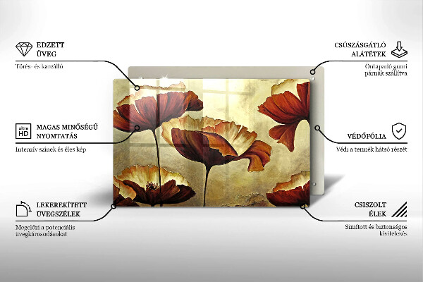 Tagliere in vetro temperato Fiori boho dipinti