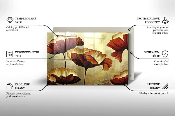 Tagliere in vetro temperato Fiori boho dipinti