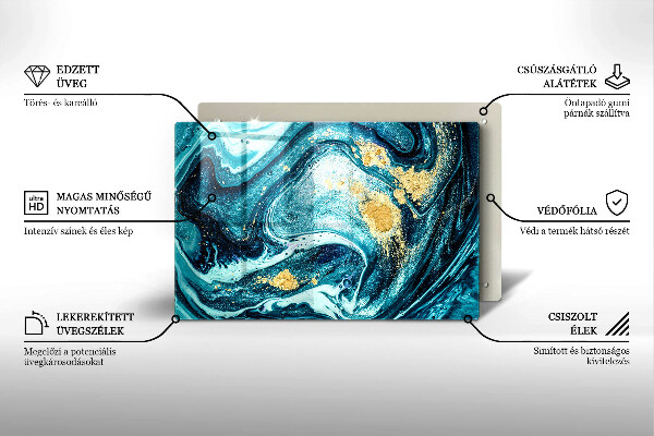 Tagliere in vetro Astrazione dell'oro blu