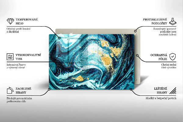 Tagliere in vetro Astrazione dell'oro blu