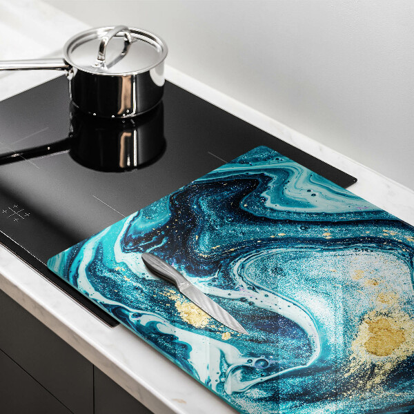 Tagliere in vetro Astrazione dell'oro blu