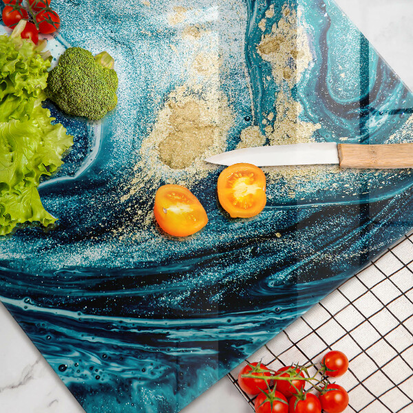 Tagliere in vetro Astrazione dell'oro blu