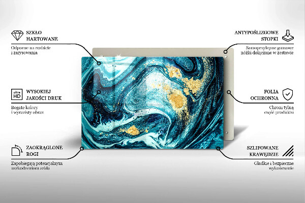 Tagliere in vetro Astrazione dell'oro blu