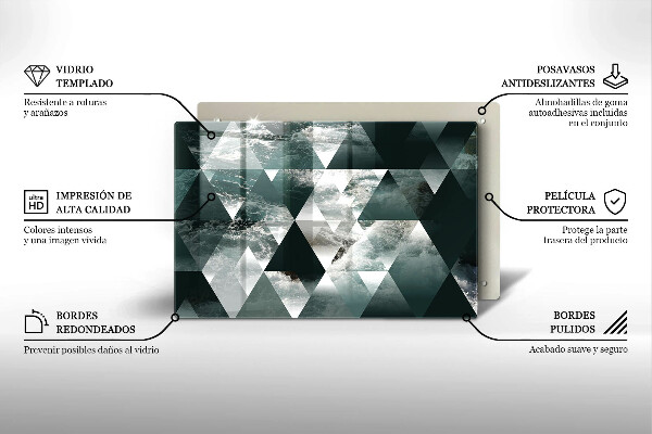 Tagliere in vetro temperato Triangoli e acqua