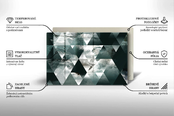 Tagliere in vetro temperato Triangoli e acqua