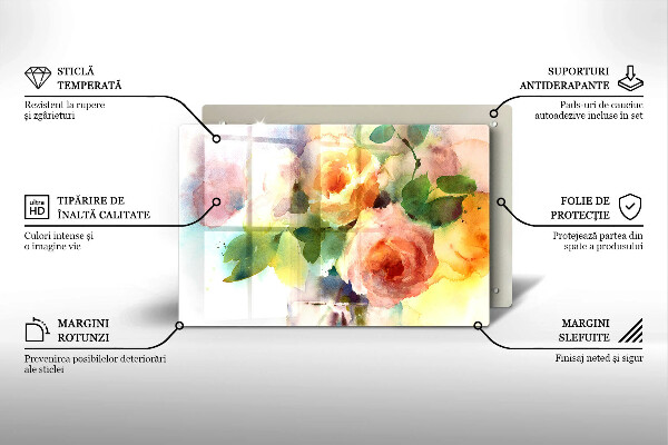 Tagliere in vetro temperato Fiori dipinti