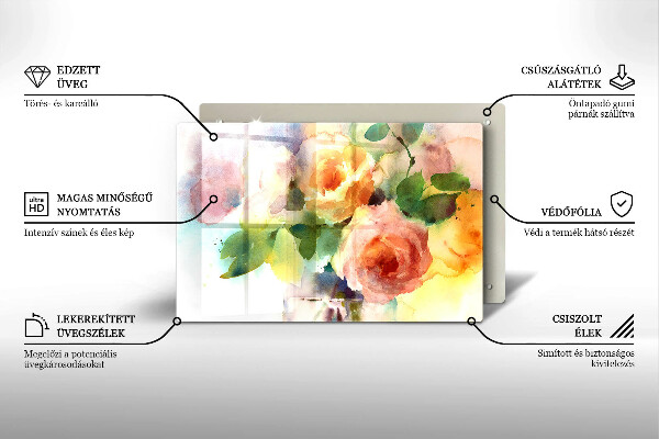 Tagliere in vetro temperato Fiori dipinti