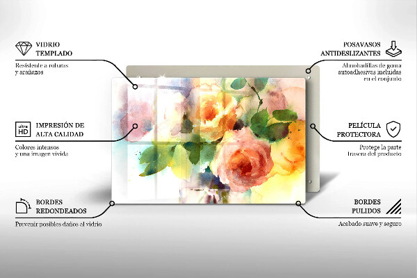 Tagliere in vetro temperato Fiori dipinti