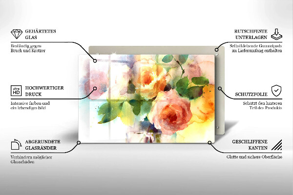 Tagliere in vetro temperato Fiori dipinti