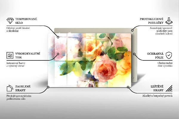 Tagliere in vetro temperato Fiori dipinti