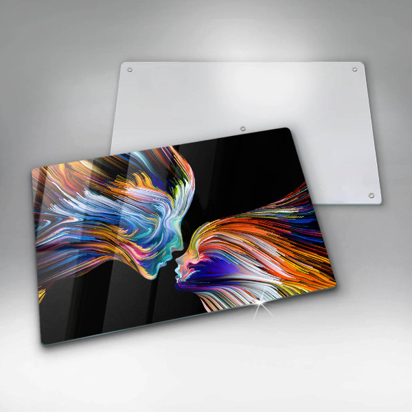 Tagliere in vetro temperato Astrazione del bacio