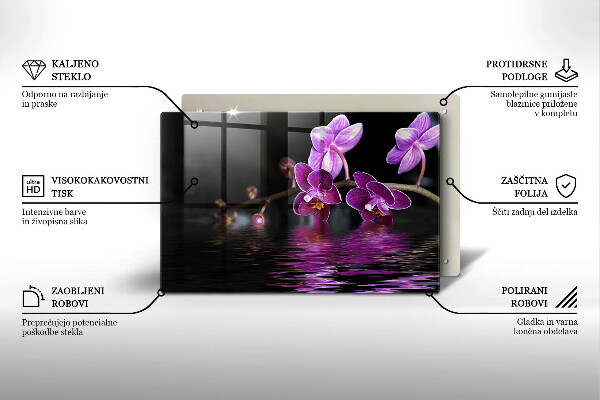 Tagliere in vetro temperato Acqua zen di orchidea