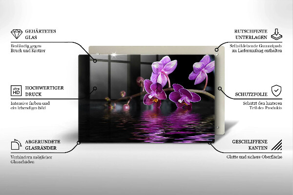 Tagliere in vetro temperato Acqua zen di orchidea