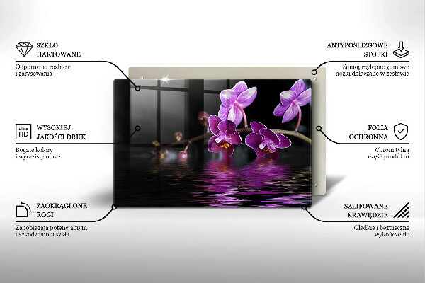 Tagliere in vetro temperato Acqua zen di orchidea