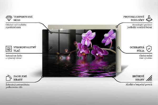 Tagliere in vetro temperato Acqua zen di orchidea