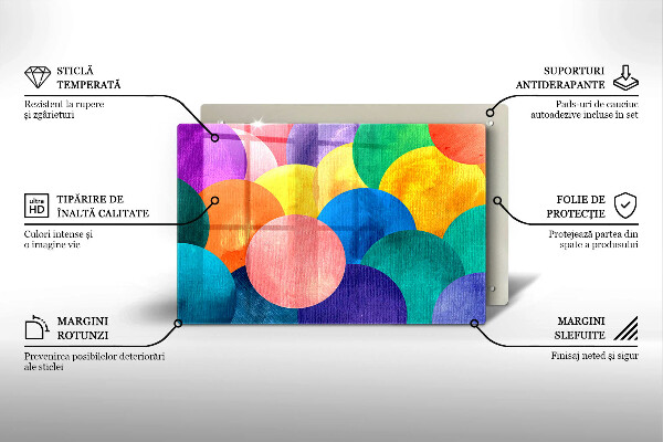 Tagliere in vetro Cerchi colorati