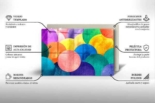 Tagliere in vetro Cerchi colorati